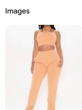 Fashion Nova Peach Halter Crop Top & High-Waist Joggers